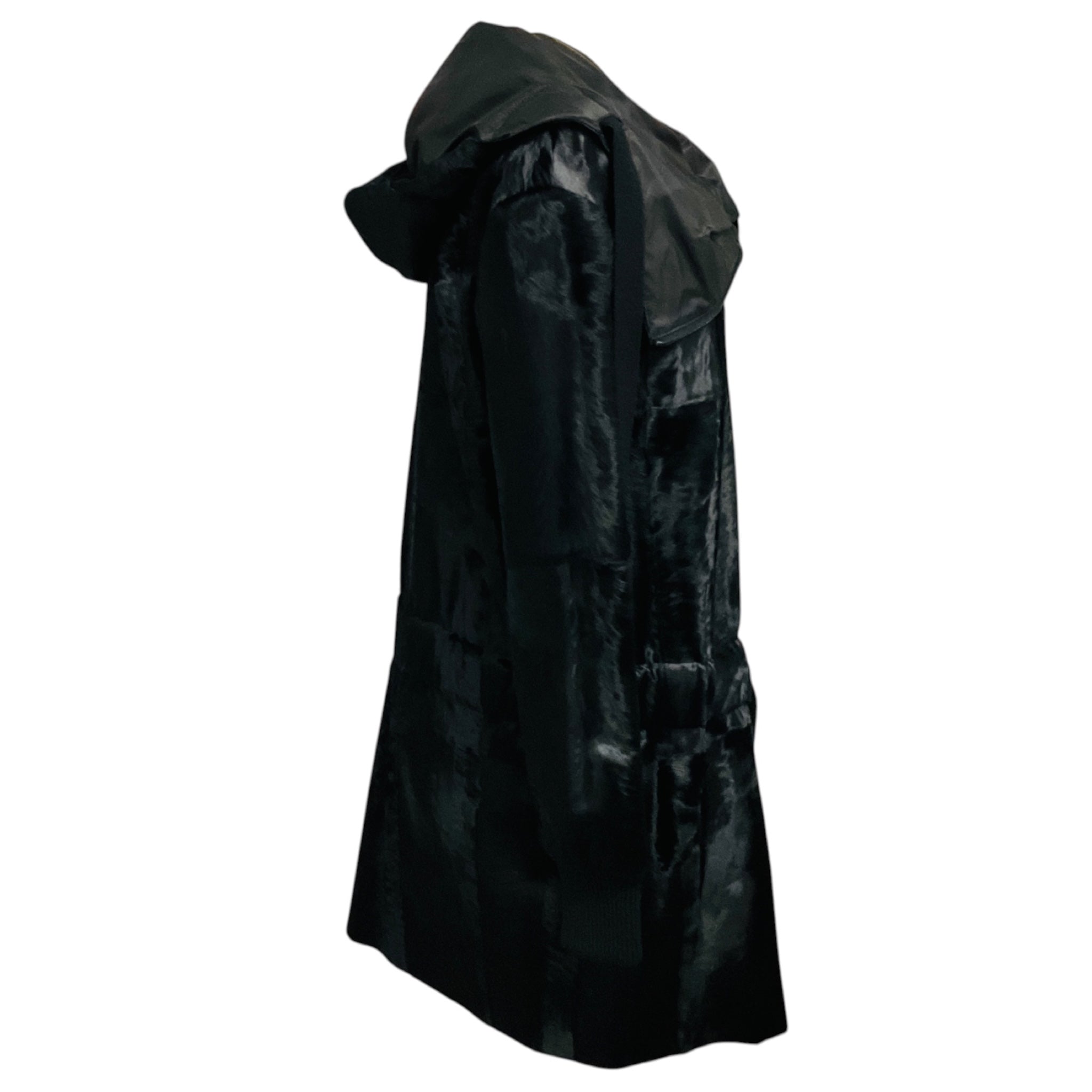Akris Black Reversible Broadtail Lamb Fur Zip Front Coat