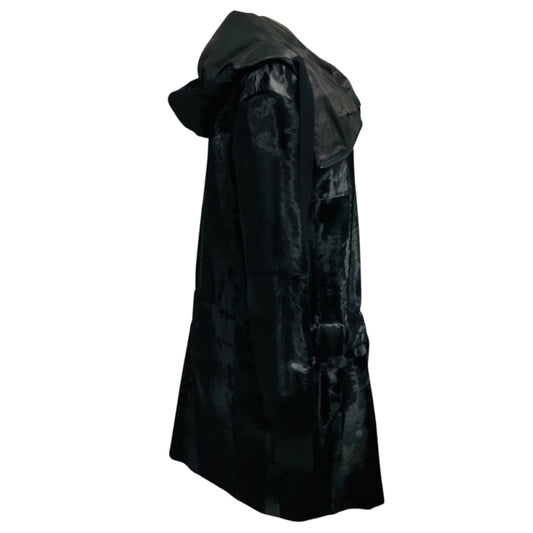 Akris Black Reversible Broadtail Lamb Fur Zip Front Coat