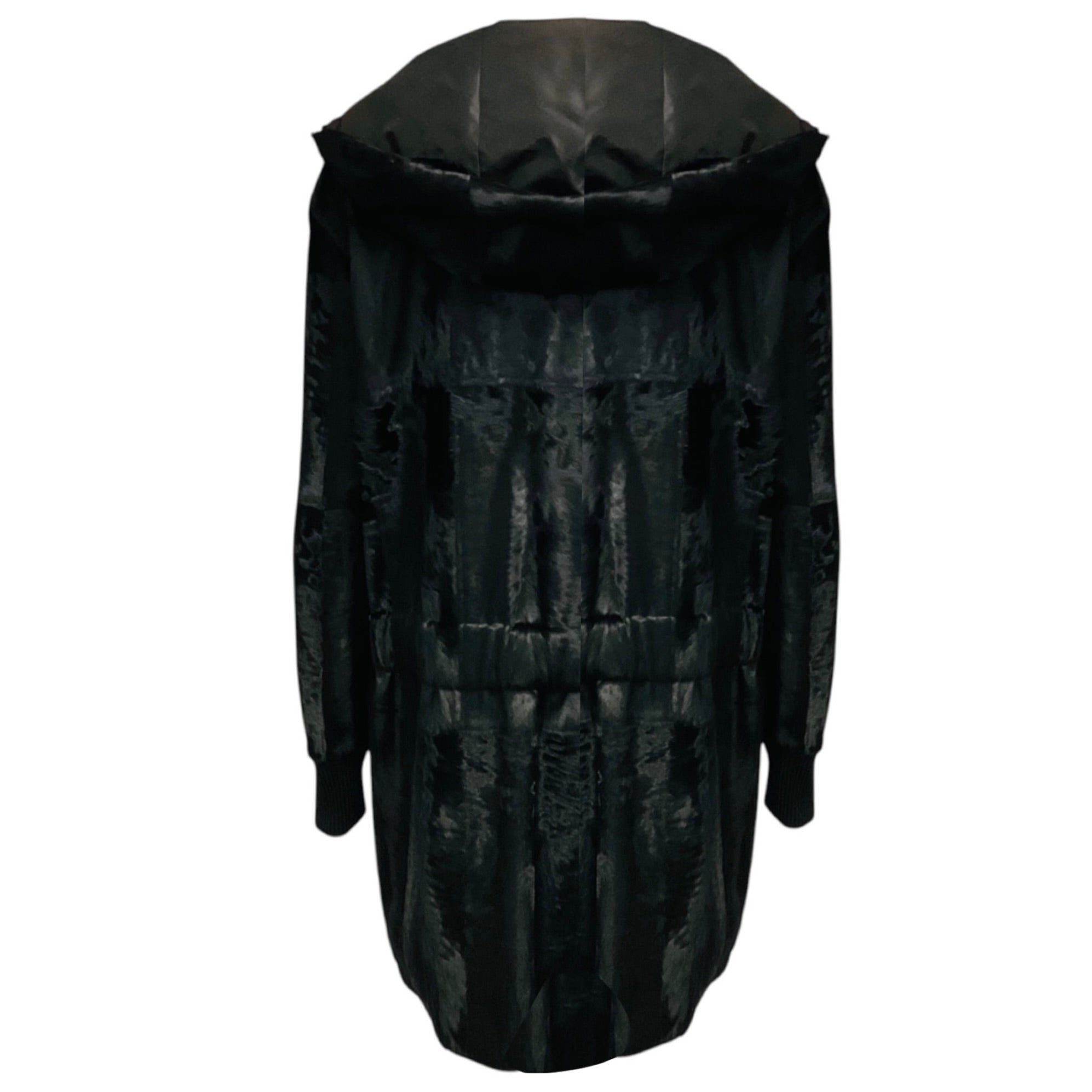 Akris Black Reversible Broadtail Lamb Fur Zip Front Coat