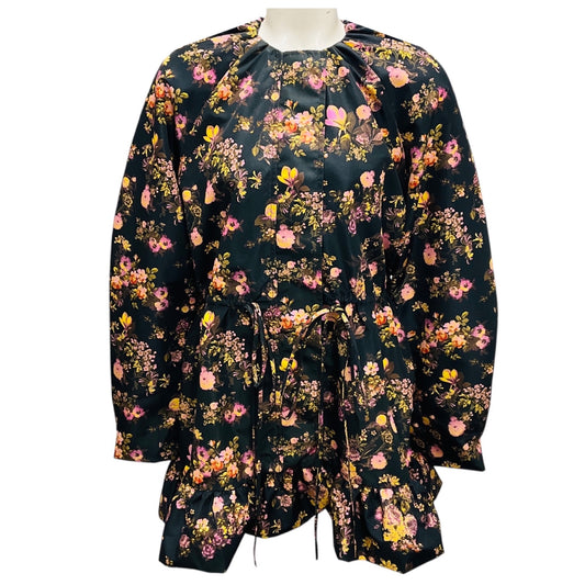 Kika Vargas Black Multi Camellia Floral Printed Karol Jacket