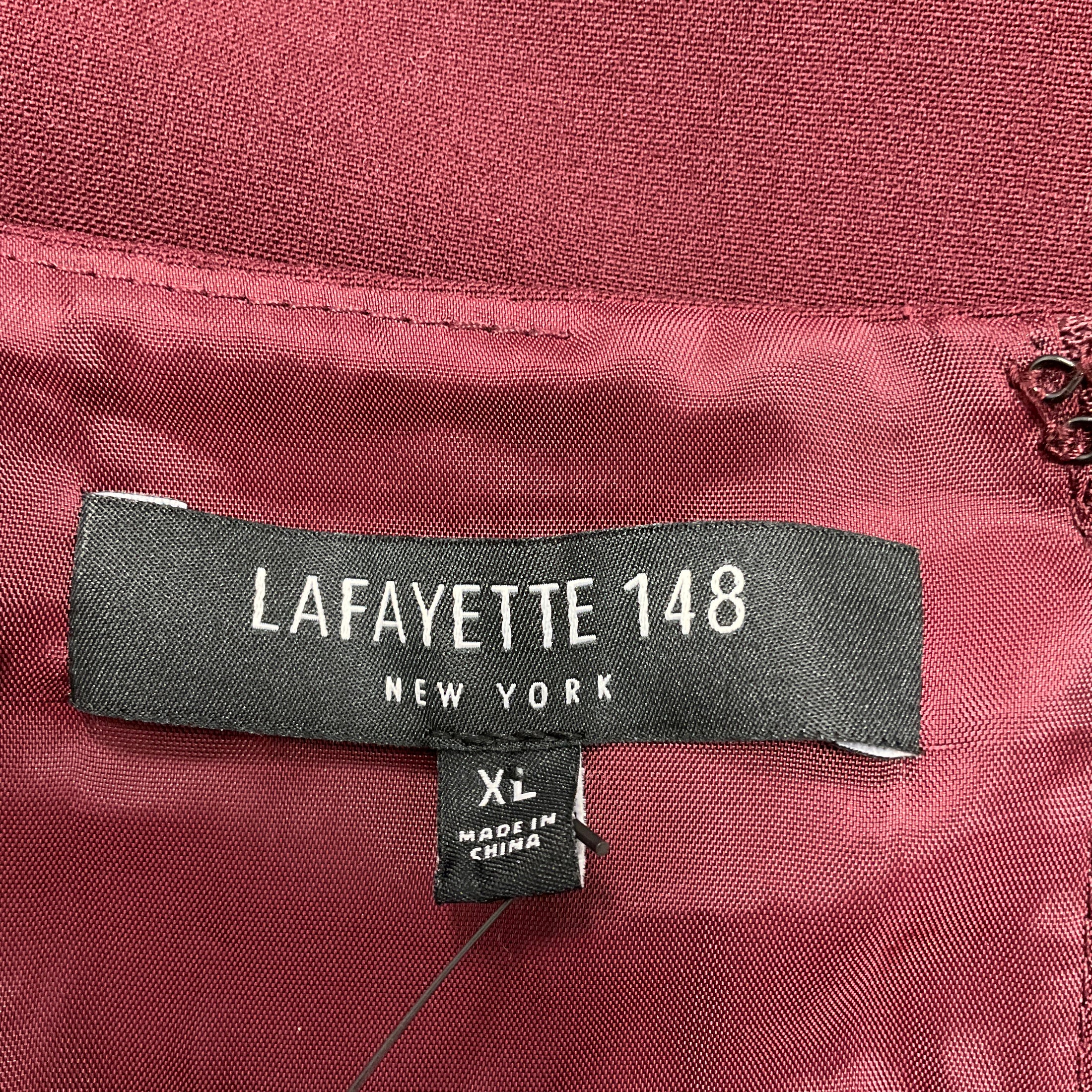 Lafayette 148 New York Burgundy Ruffle Sleeve Wool Stretch Dress