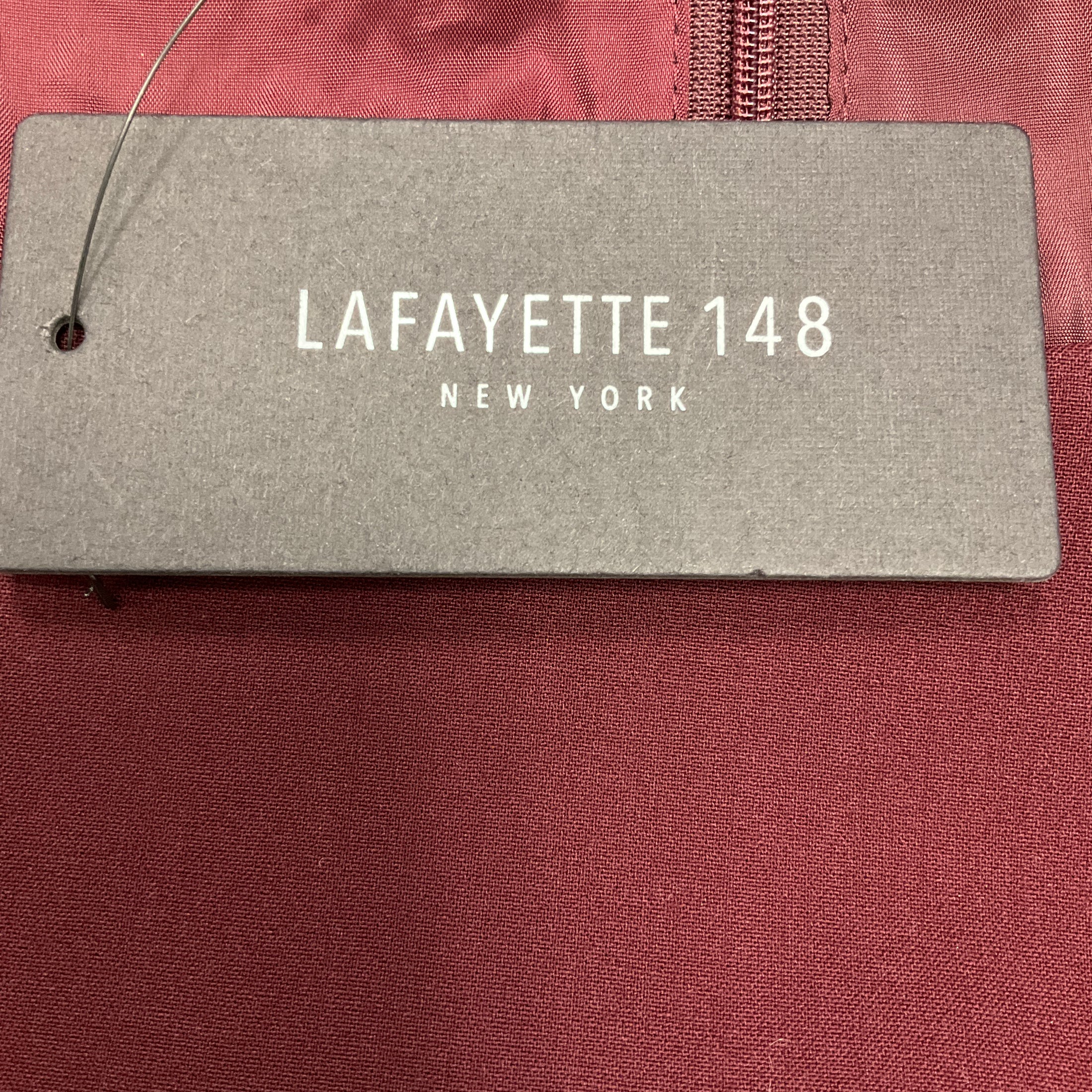 Lafayette 148 New York Burgundy Ruffle Sleeve Wool Stretch Dress