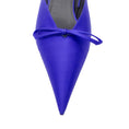 Load image into Gallery viewer, Balenciaga Cobalt Blue Bow Detail Pointed Toe Low Heel Satin Slingback Pumps
