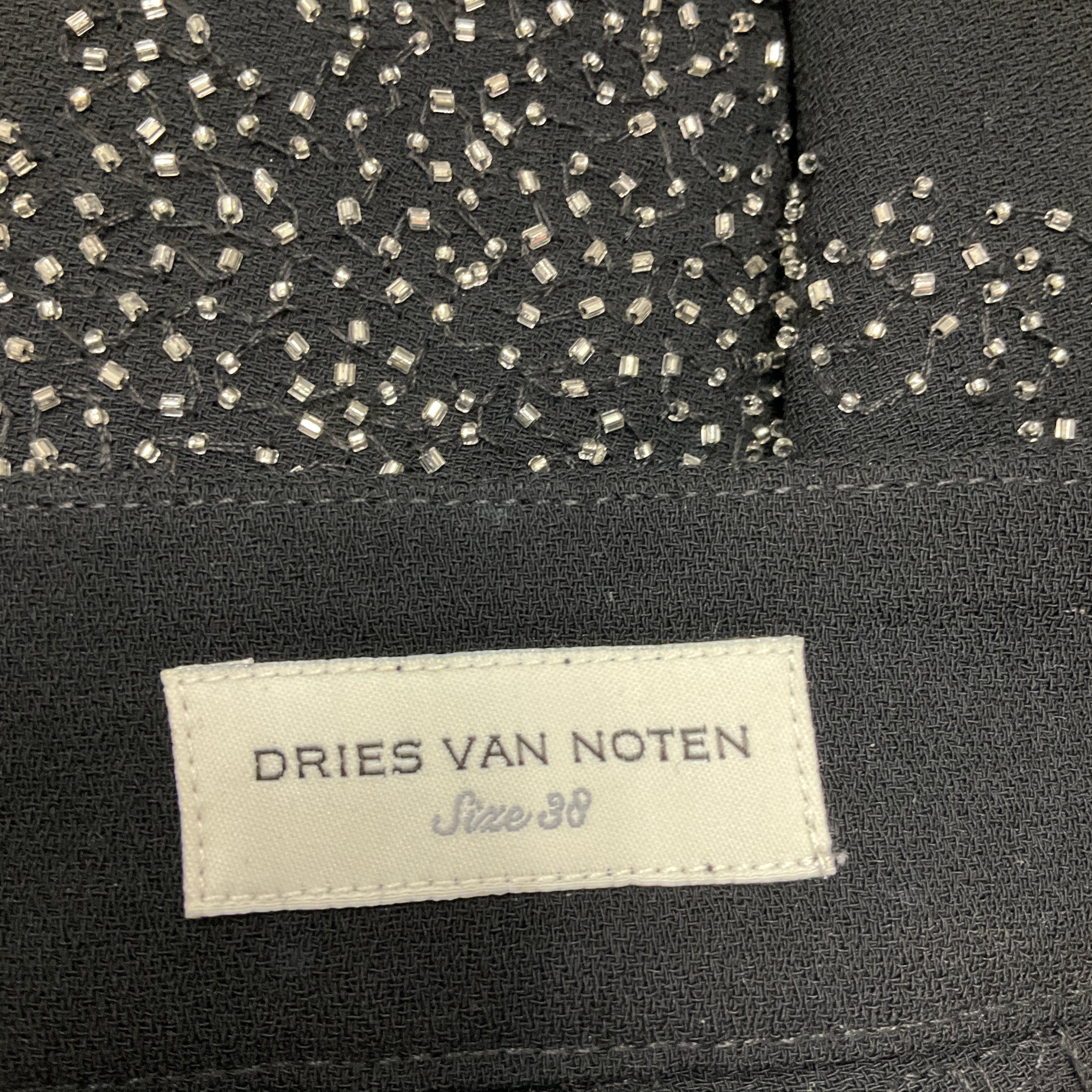 Dries Van Noten Black Bead Embellished Crepe Dress Pants