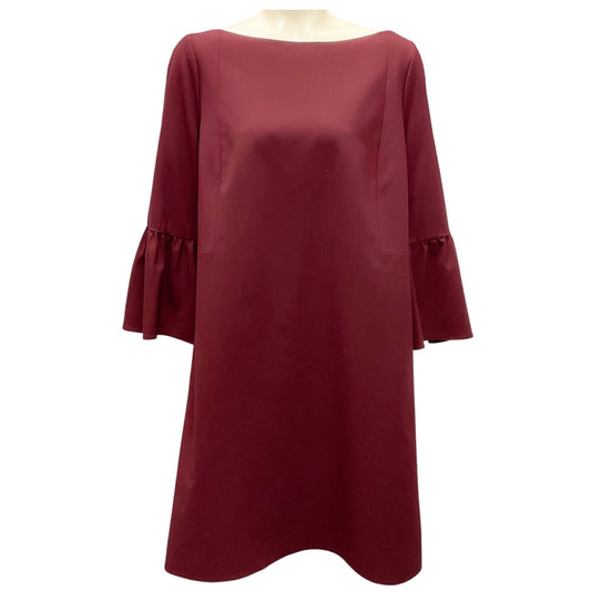 Lafayette 148 New York Burgundy Ruffle Sleeve Wool Stretch Dress