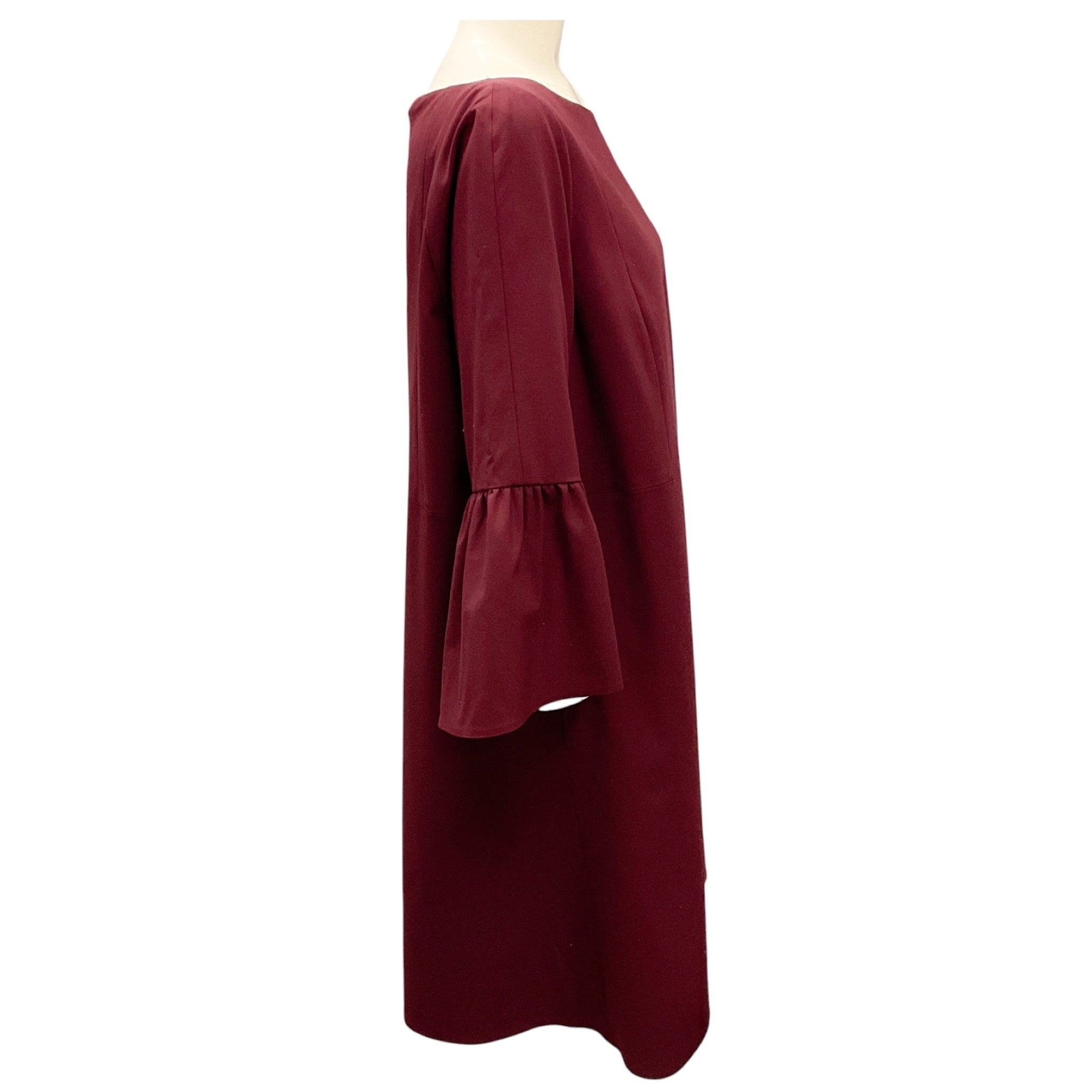 Lafayette 148 New York Burgundy Ruffle Sleeve Wool Stretch Dress