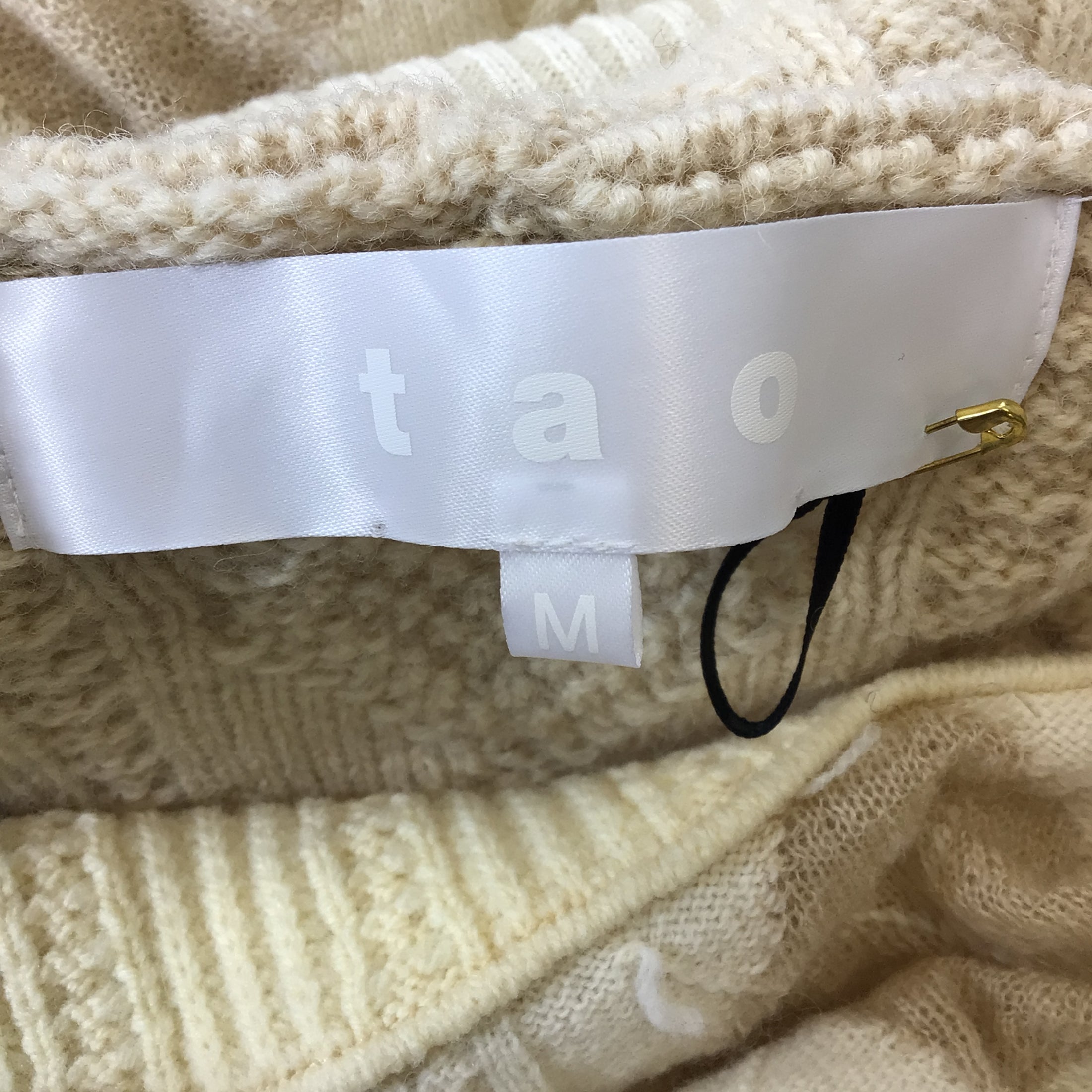 Tao by Comme des Garcons Beige Hooded Cable Knit Sweater
