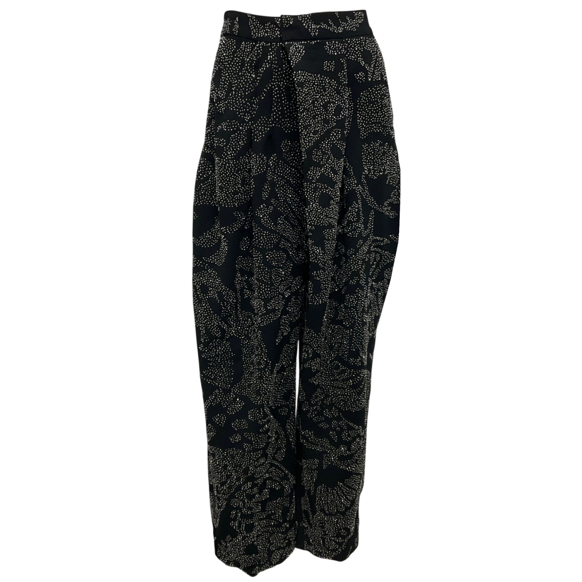 Dries Van Noten Black Bead Embellished Crepe Dress Pants