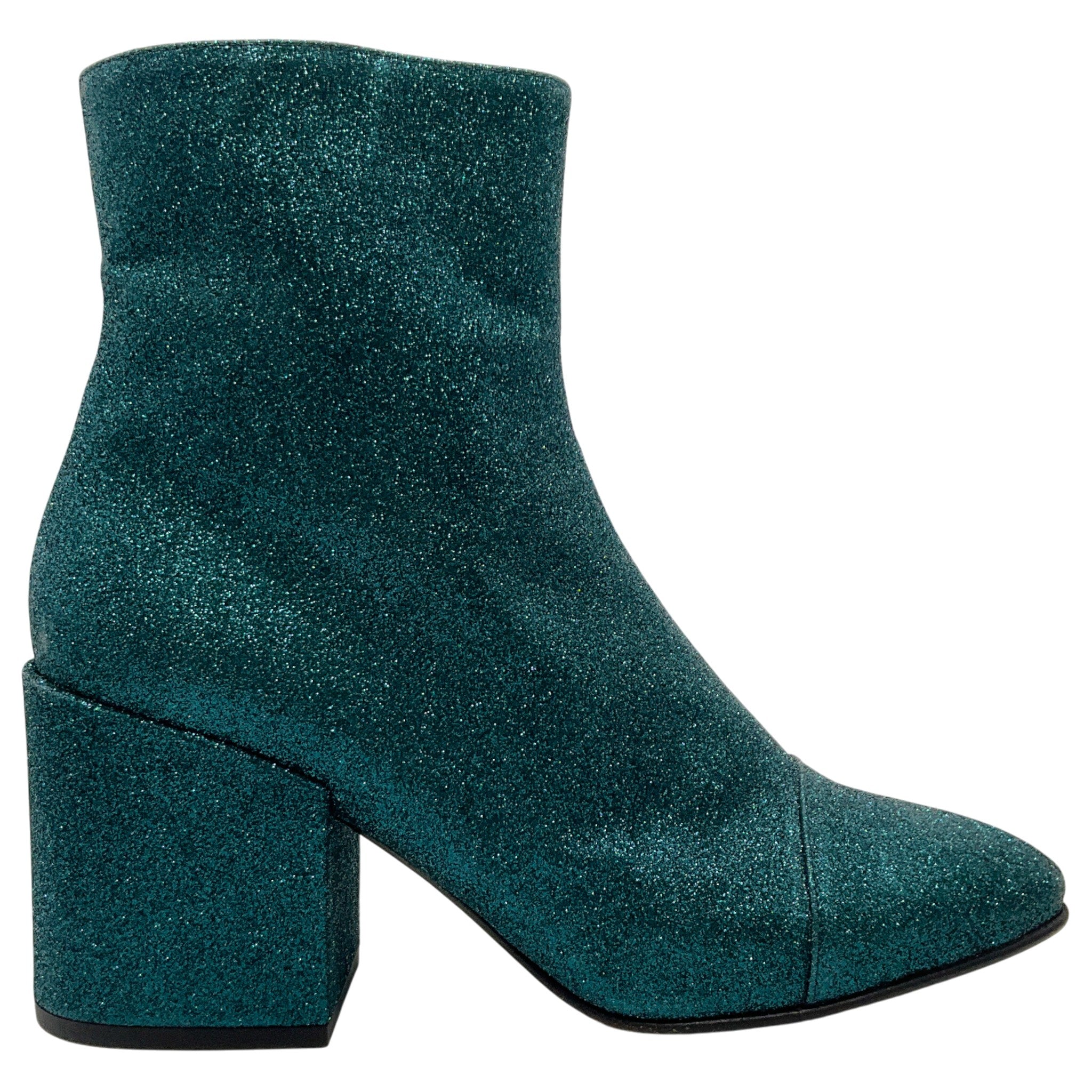 Dries van Noten Teal Glitter Ankle Boots