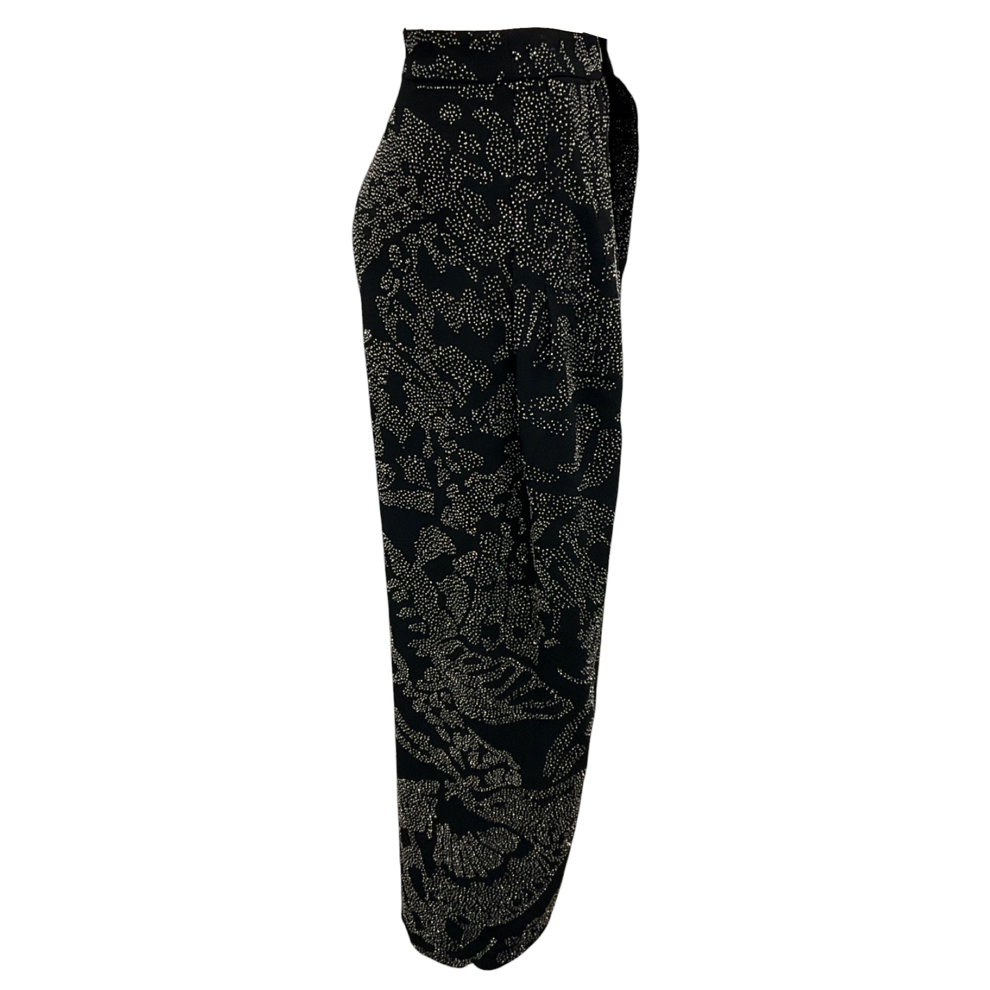 Dries Van Noten Black Bead Embellished Crepe Dress Pants