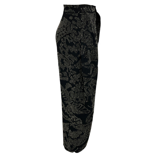 Dries Van Noten Black Bead Embellished Crepe Dress Pants