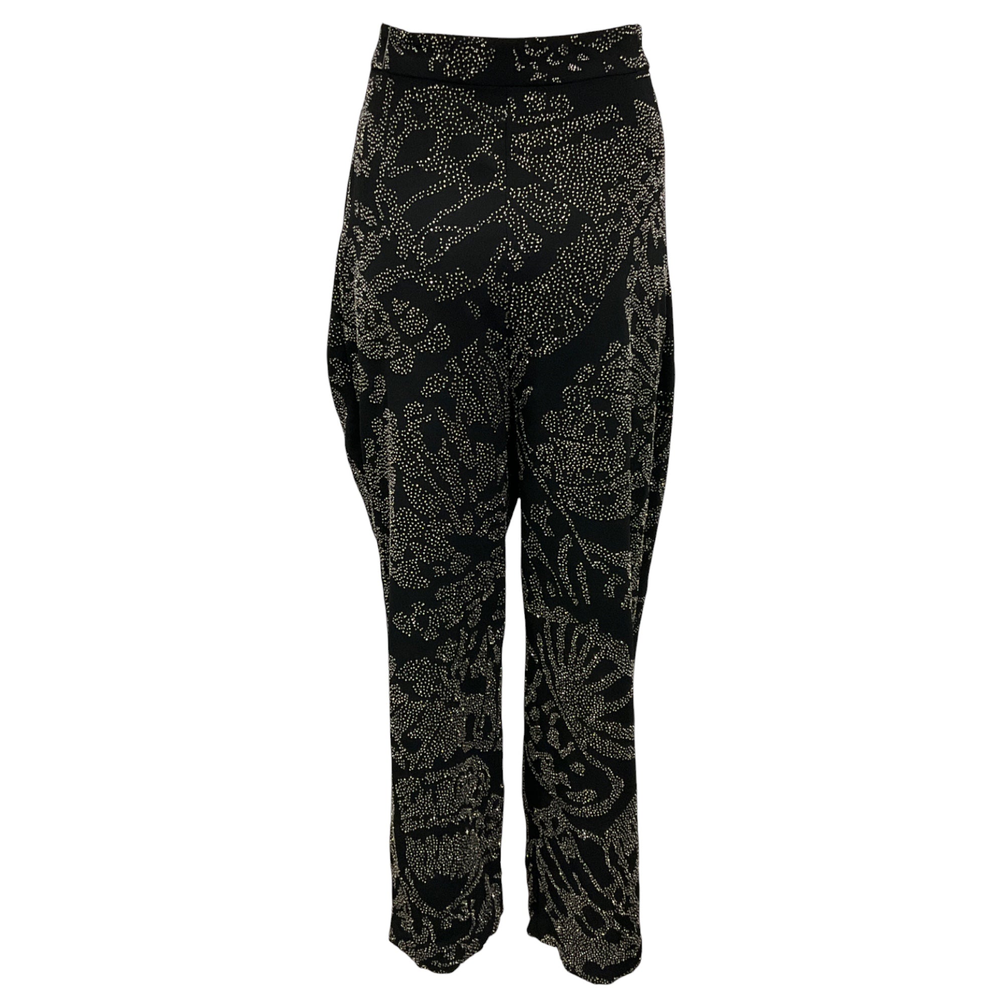 Dries Van Noten Black Bead Embellished Crepe Dress Pants