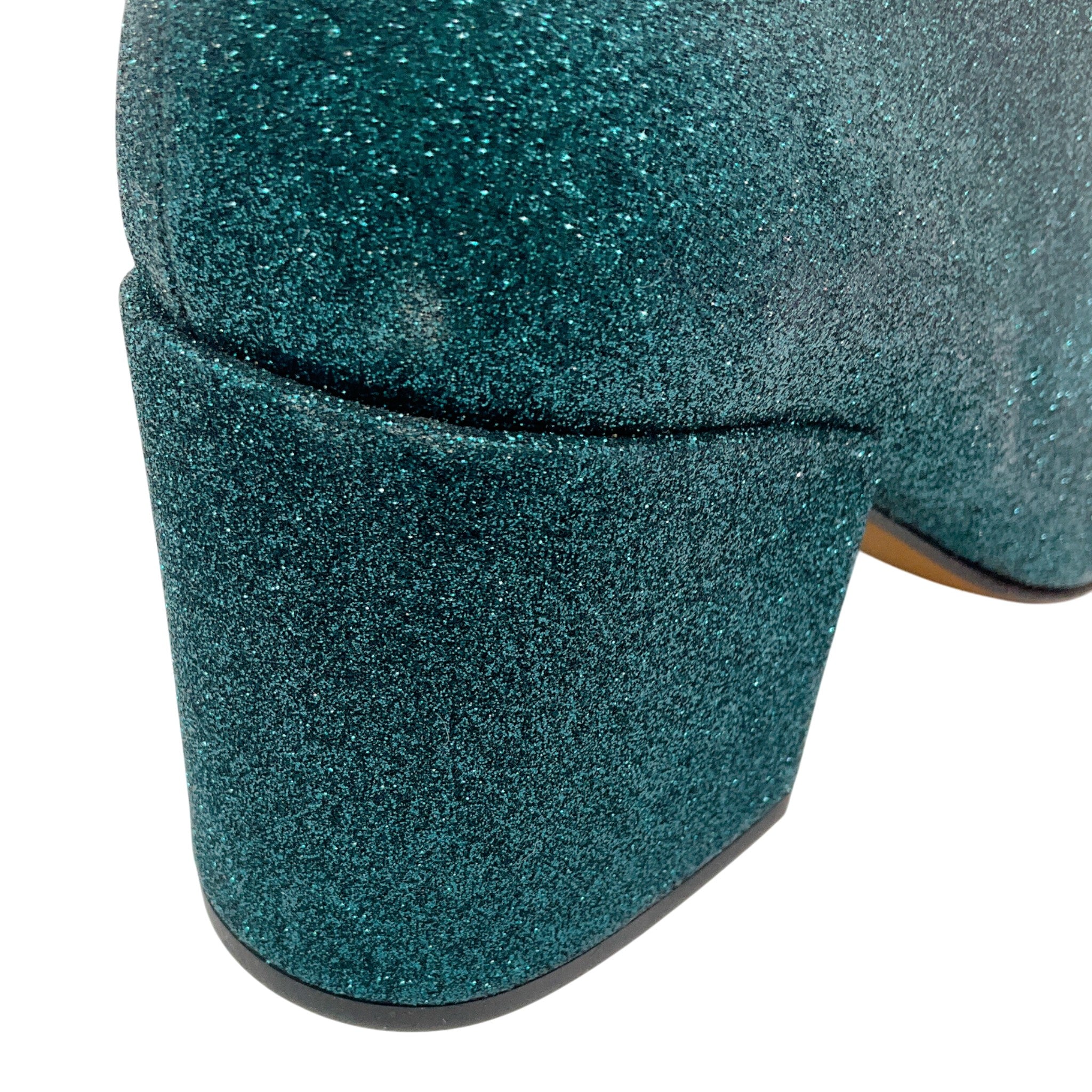Dries van Noten Teal Glitter Ankle Boots