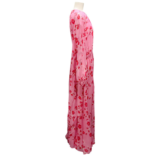 Cynthia Rowley Pink / Red Cherry Blossom Print Belize Silk Maxi Dress