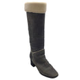 Load image into Gallery viewer, Chanel Grey / Ivory Shearling Lined CC Logo Tall Leather Boots
