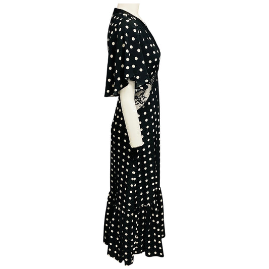 Arias Black / White Polka Dot Print Lace Inset Gia Dress