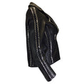 Load image into Gallery viewer, Nour Hammour Black Lace Detail Moto Zip Lambskin Leather Jacket
