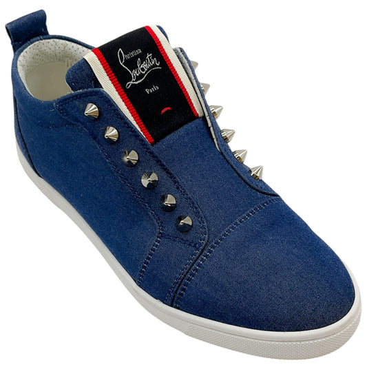 Christian Louboutin Blue Denim Figue A Vontade Slip On Sneakers