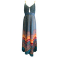 Load image into Gallery viewer, Alice + Olivia Turquoise Multi Gloria Chain-Strap Sunshower Stripe Multi Print Maxi Dress
