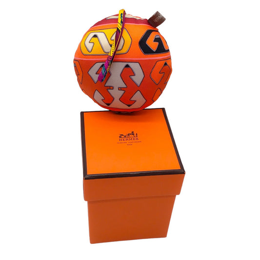 Hermes Orange Multi Printed Petit H Silk Ornament