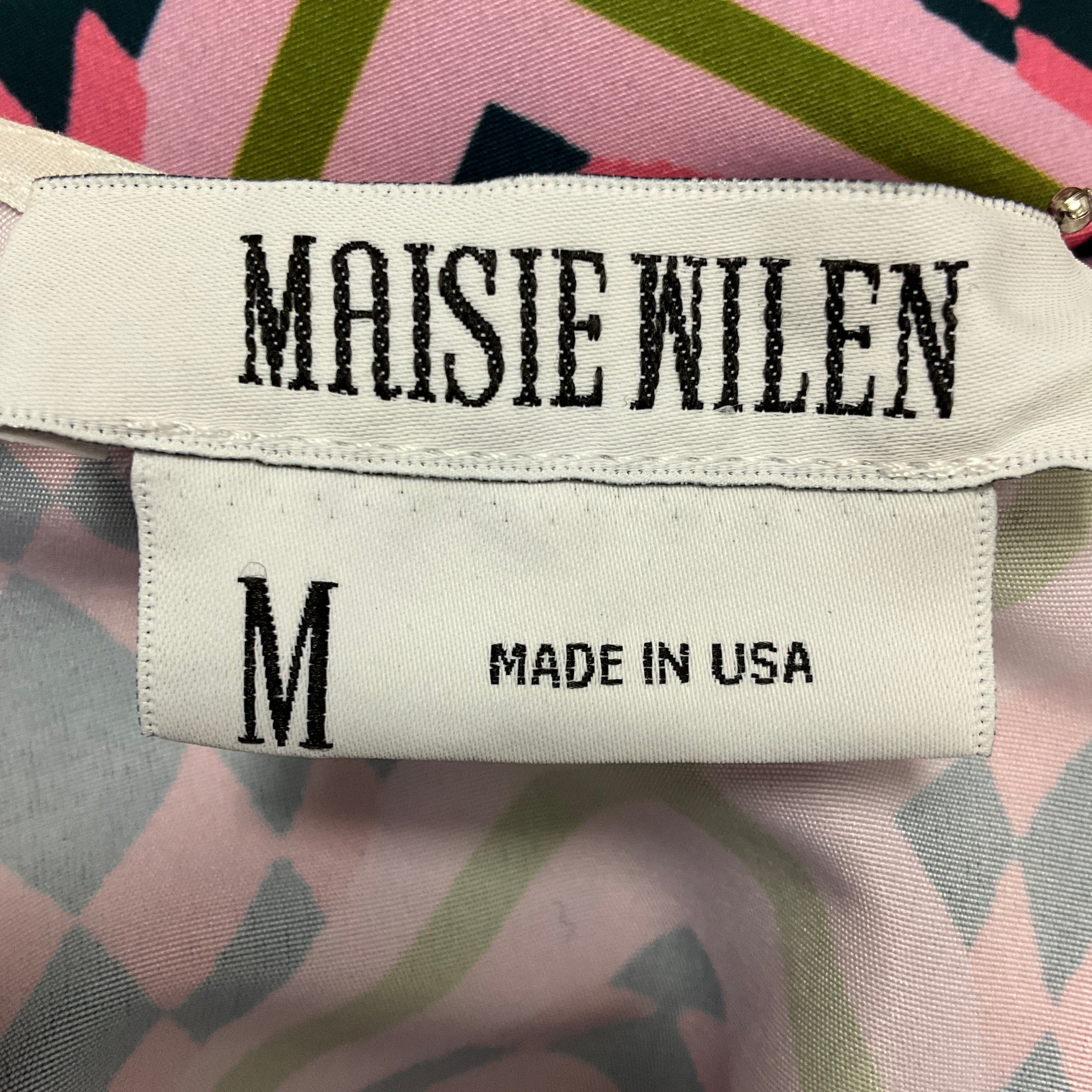 Maisie Wilen Pink Multi Geometric High Neck Open Back Top