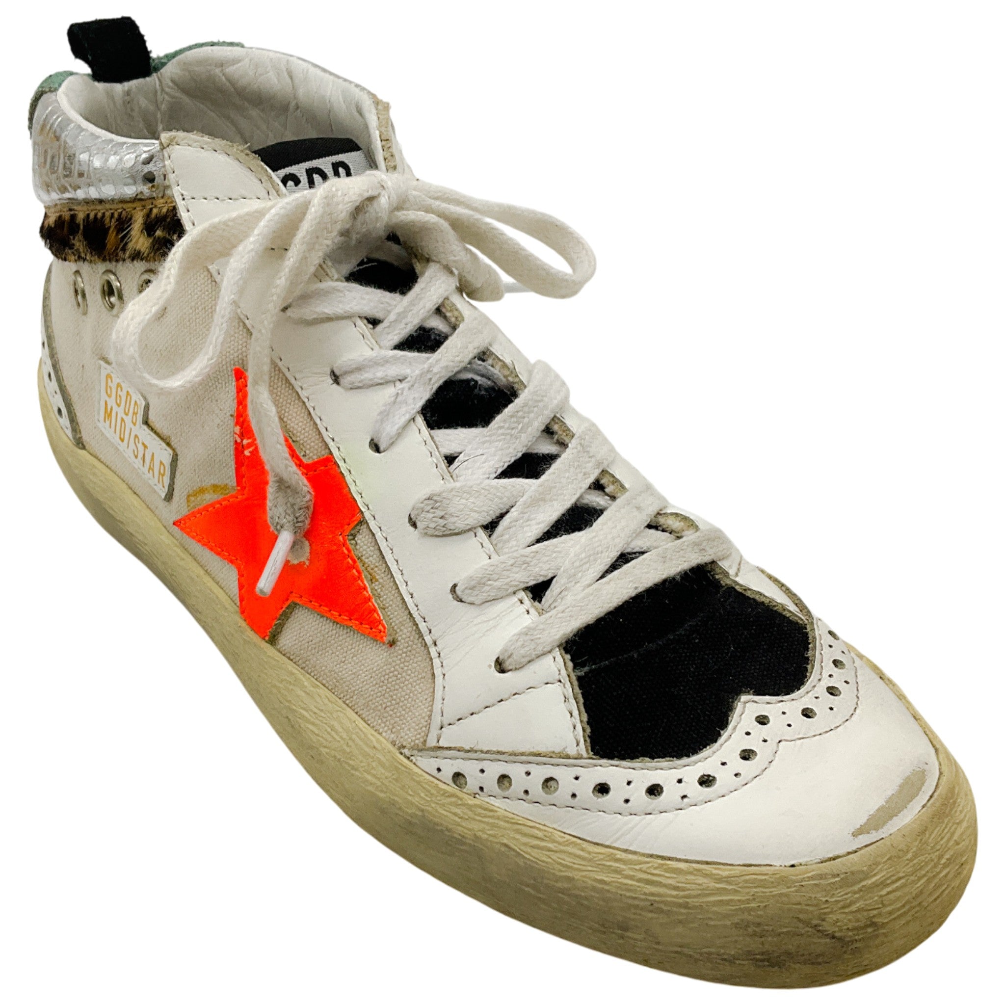 Golden Goose Deluxe Brand White / Orange Mid Star Sneakers