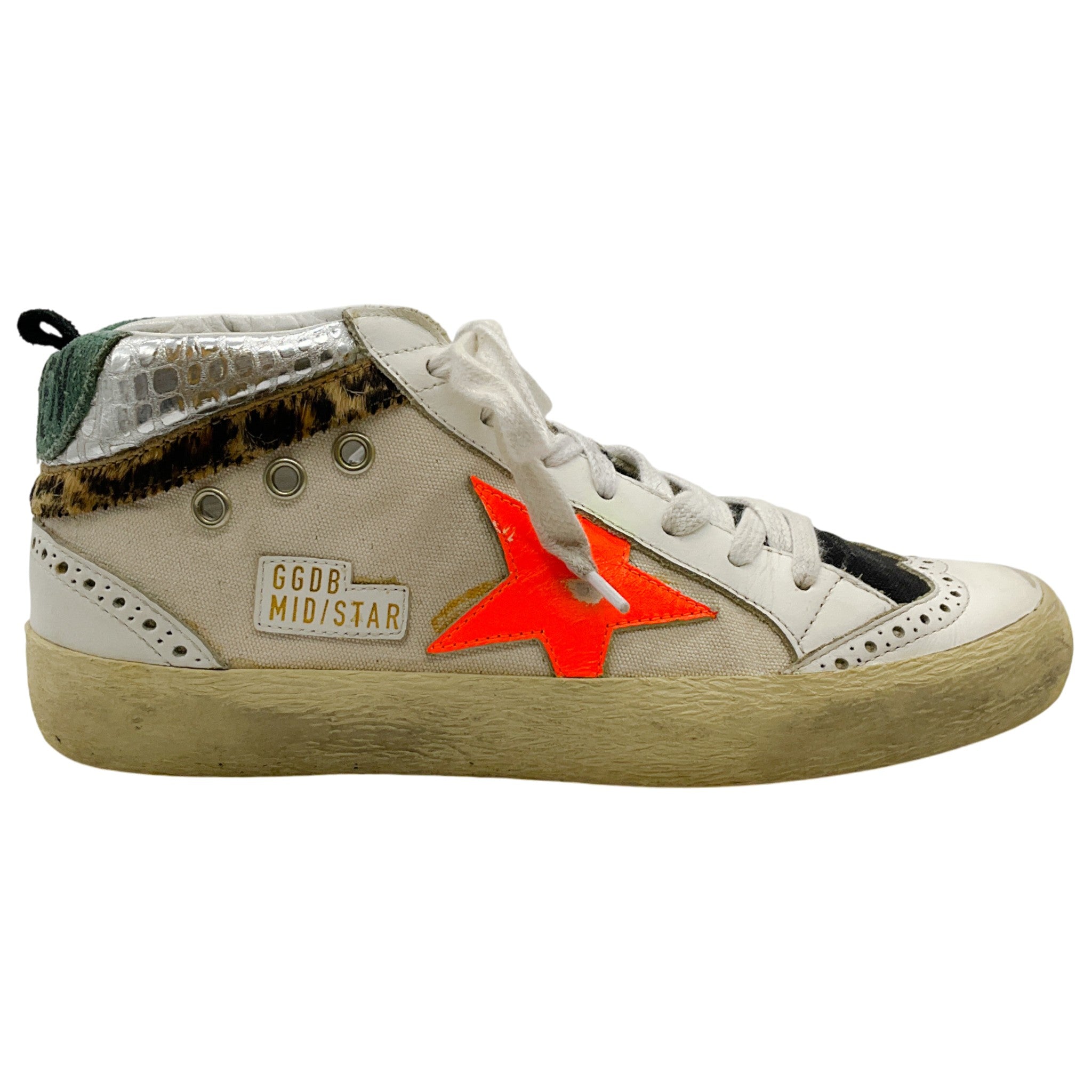 Golden Goose Deluxe Brand White / Orange Mid Star Sneakers