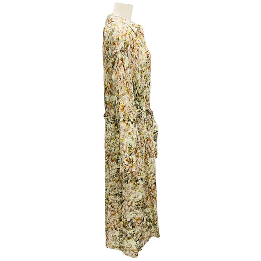 Co Light Green Multi Printed Midi Shirtdress with Belt