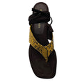 Load image into Gallery viewer, Tamara Mellon Tan / Brown Snakeskin Print and Suede Sandals with Elegant Wrap Design
