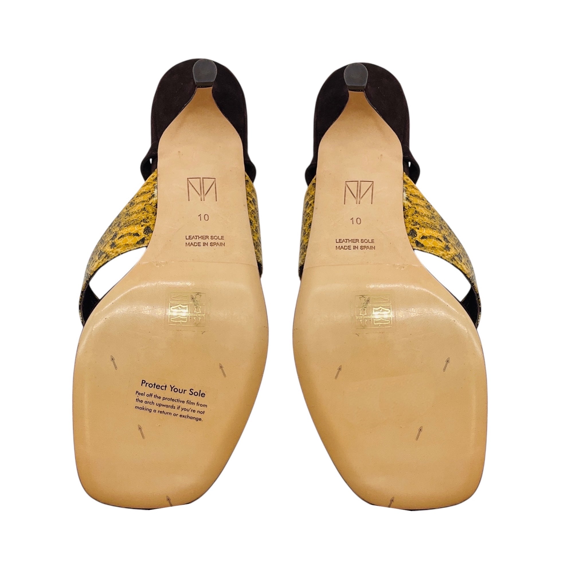 Tamara Mellon Tan / Brown Snakeskin Print and Suede Sandals with Elegant Wrap Design