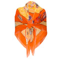 Load image into Gallery viewer, Hermes Orange Multi Sulfures Printed Large Square Shawl / Scarf / Wrap
