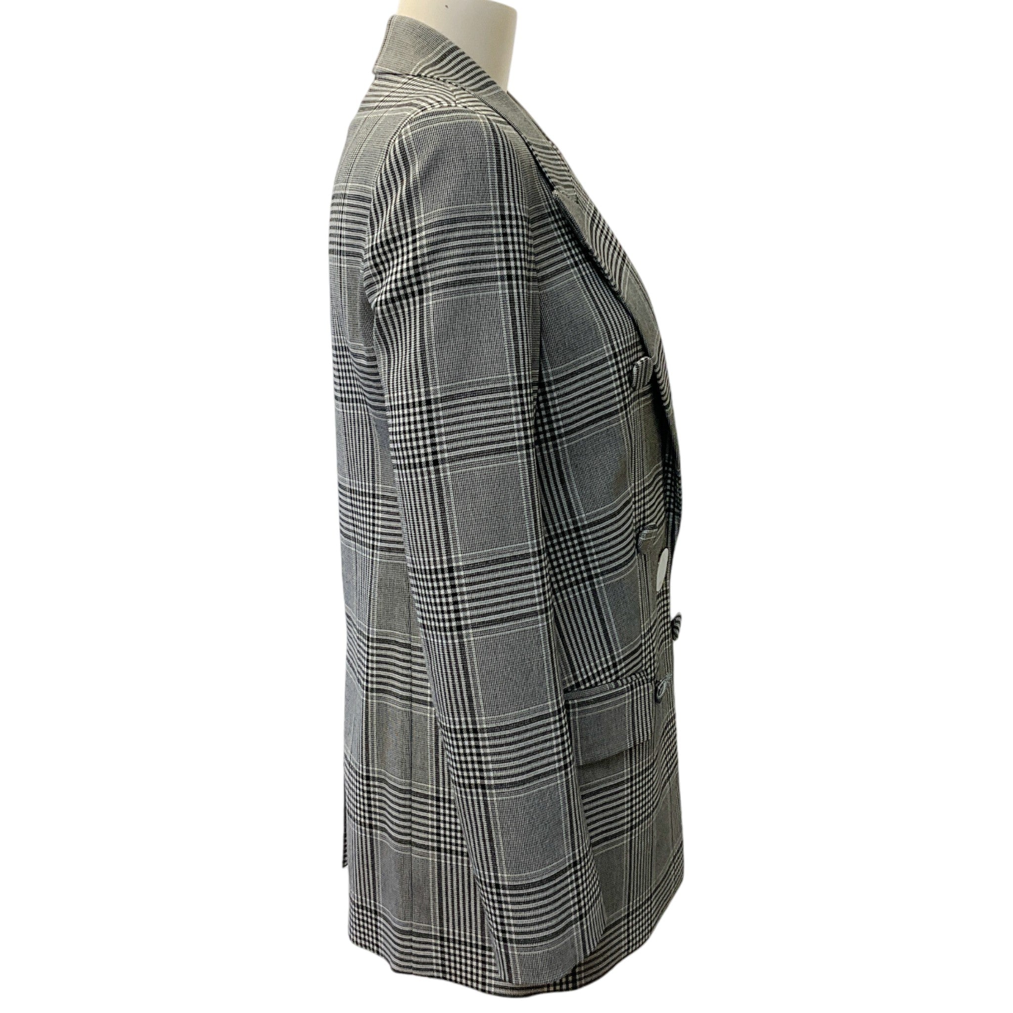 Alexander Wang Black / White Glen Plaid Blazer with Silver Button