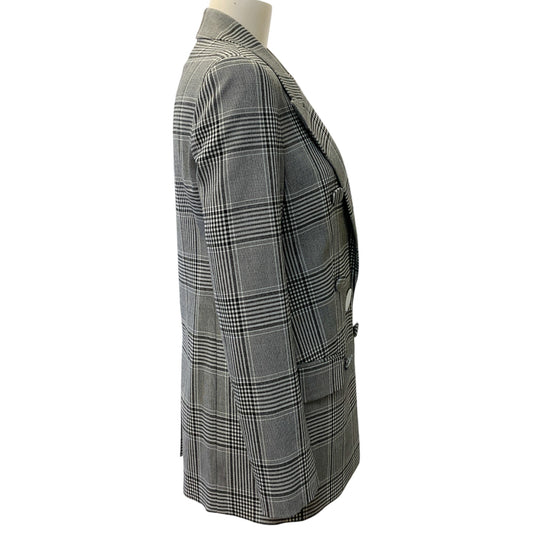 Alexander Wang Black / White Glen Plaid Blazer with Silver Button