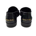 Load image into Gallery viewer, Chanel 2023 Black / Gold Logo Embellished Shiny Calfskin Leather Loafers
