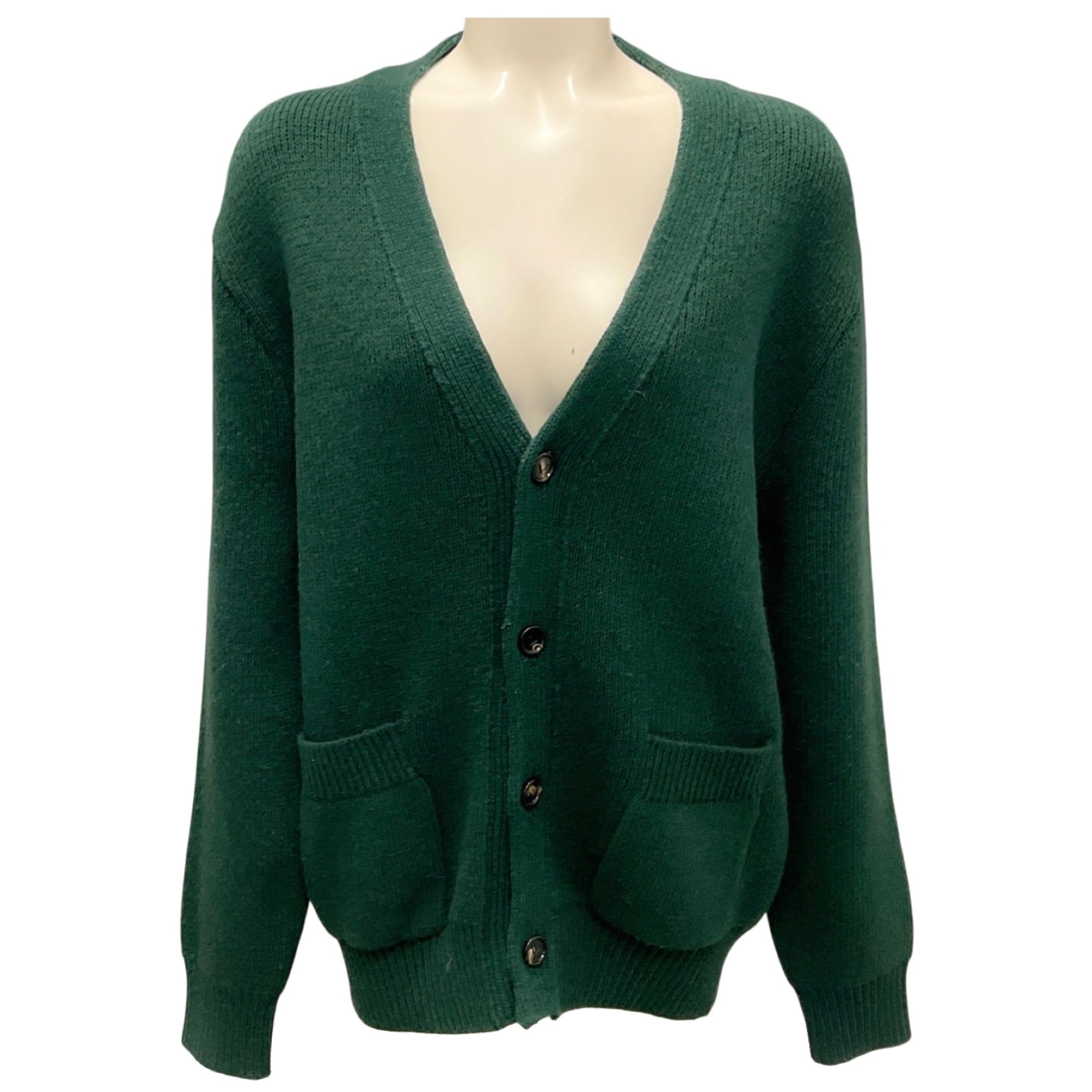 Bottega Veneta Dark Green 2021 Wool Knit Cardigan Sweater