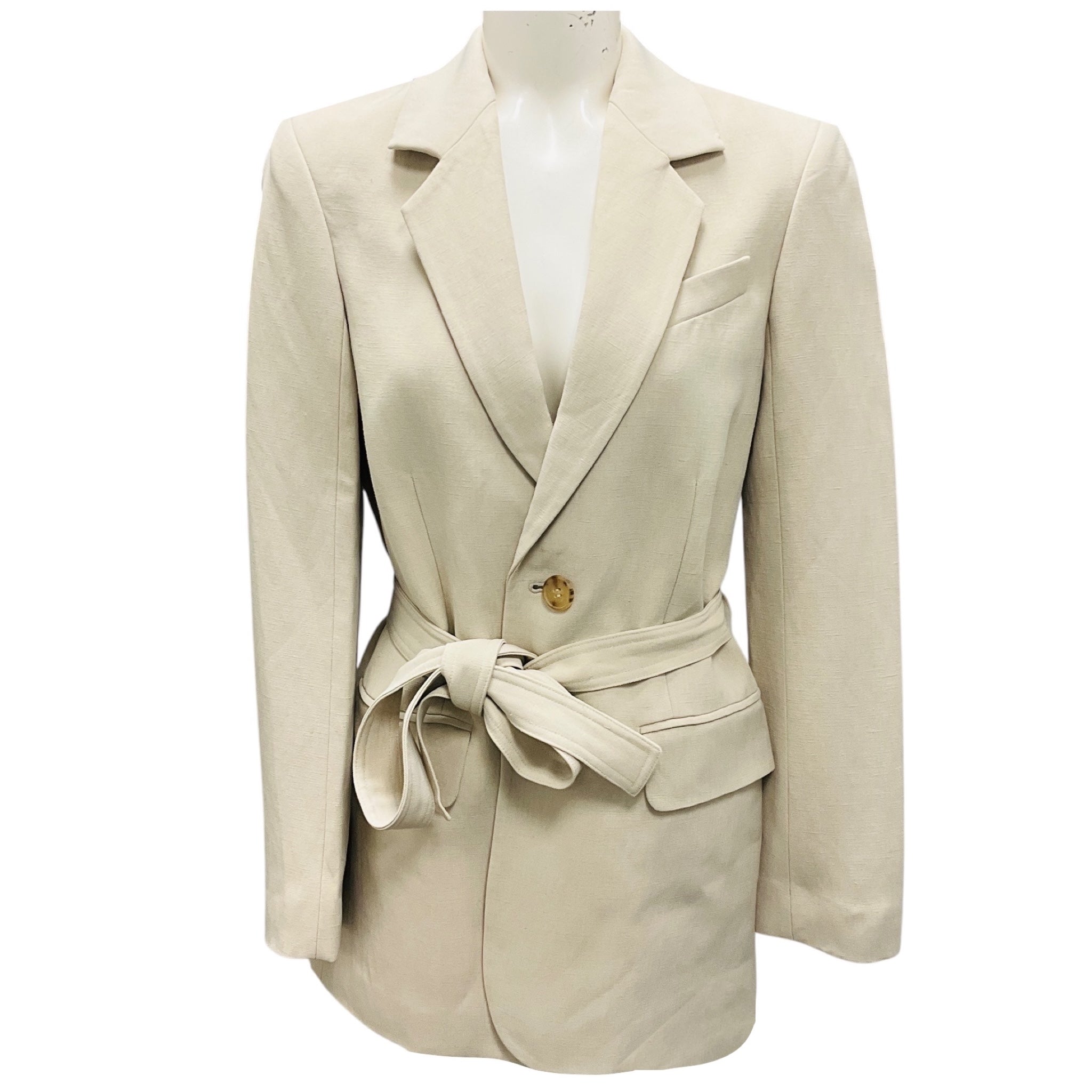 Co Taupe One Button Blazer with Belt