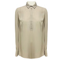 Load image into Gallery viewer, Brunello Cucinelli Taupe Grey / Silver Monili Bead Embellished Silk Chiffon Blouse

