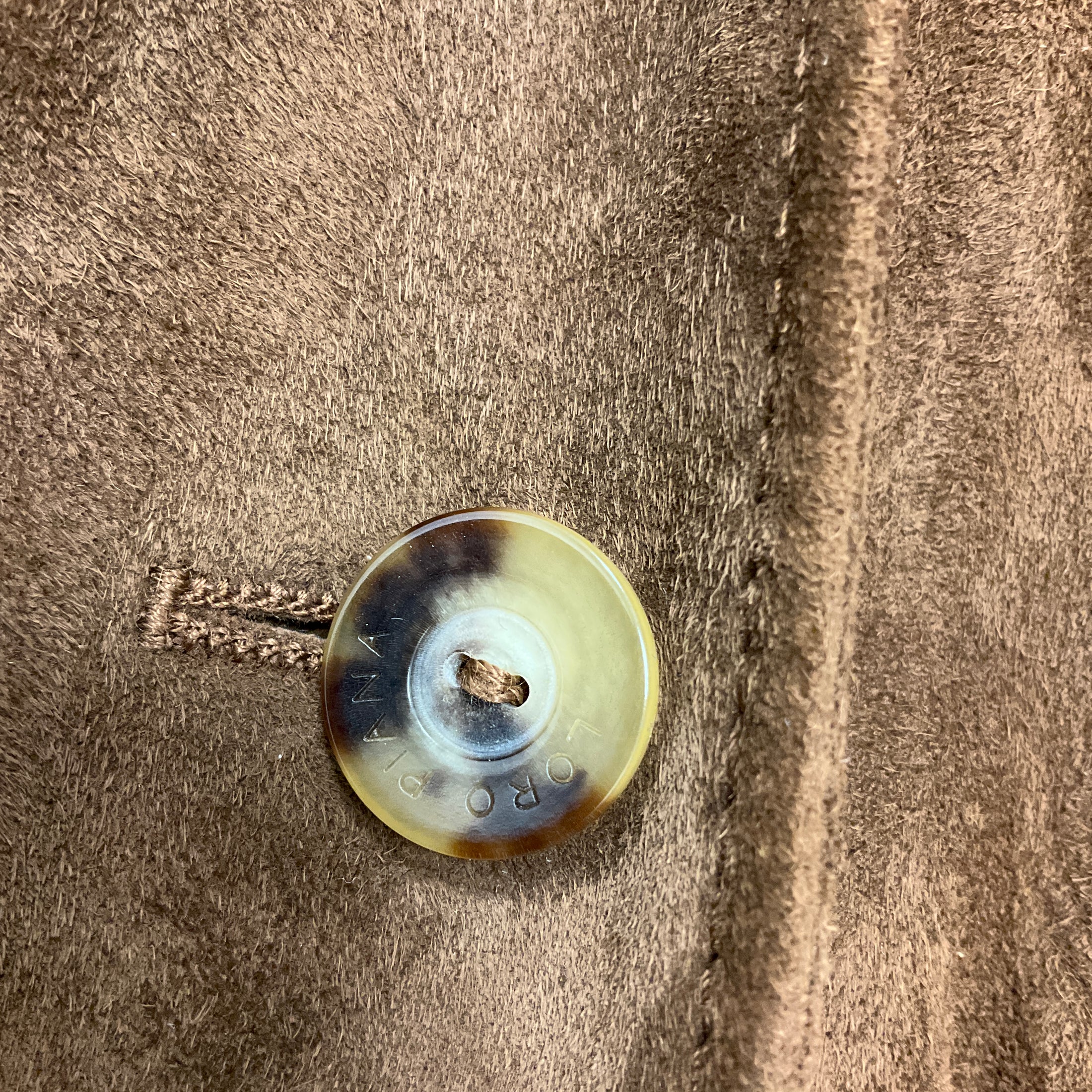 Loro Piana Brown Button Front Suede Leather Jacket