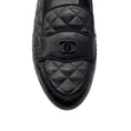 Load image into Gallery viewer, Chanel Black 2018 CC Logo Quilted Matelasse Lambskin Leather Loafers / Flats
