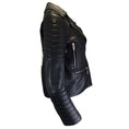 Load image into Gallery viewer, The Arrivals Black Quilted Moto Zip Lambskin Leather Jacket
