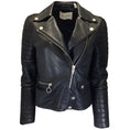 Load image into Gallery viewer, The Arrivals Black Quilted Moto Zip Lambskin Leather Jacket
