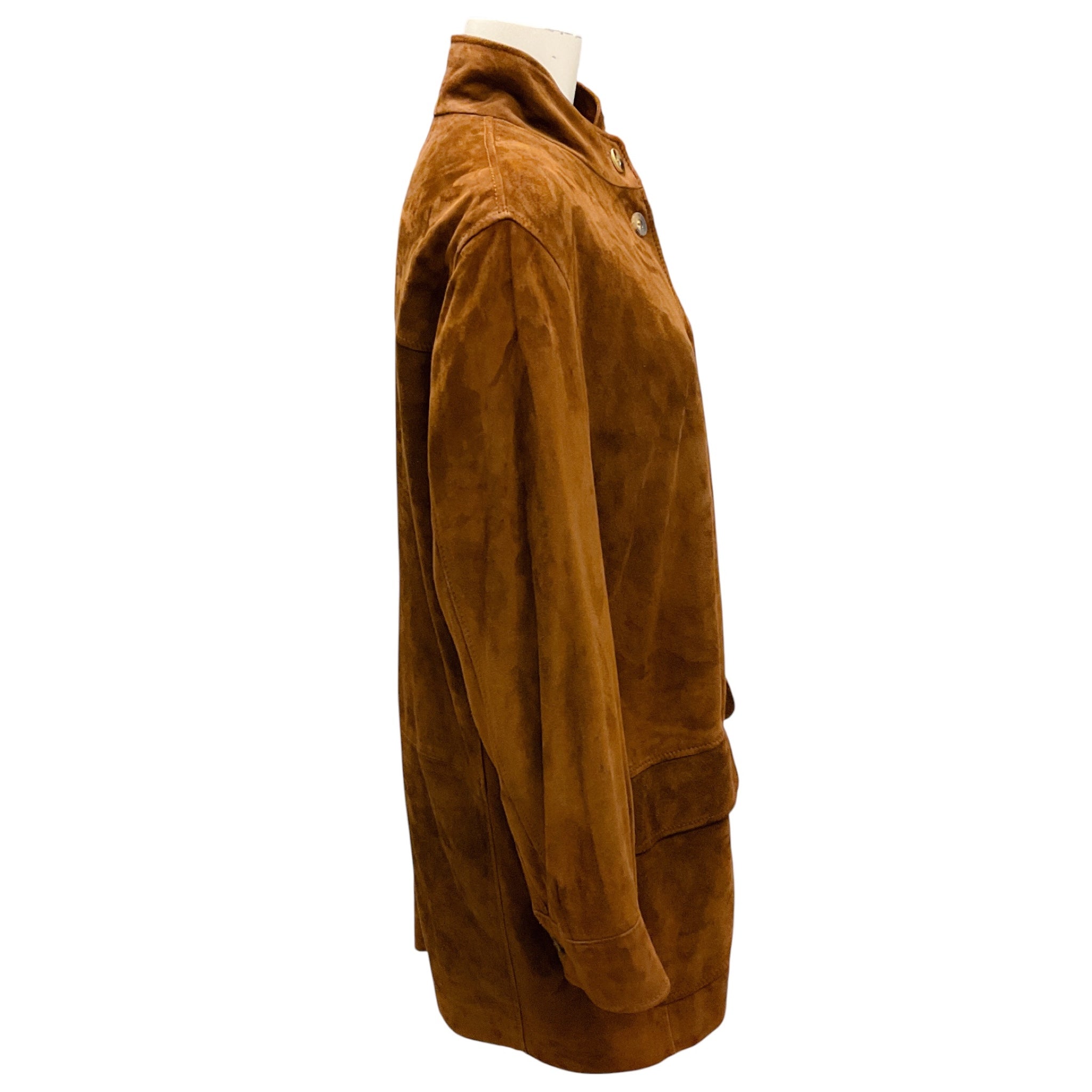 Loro Piana Brown Button Front Suede Leather Jacket