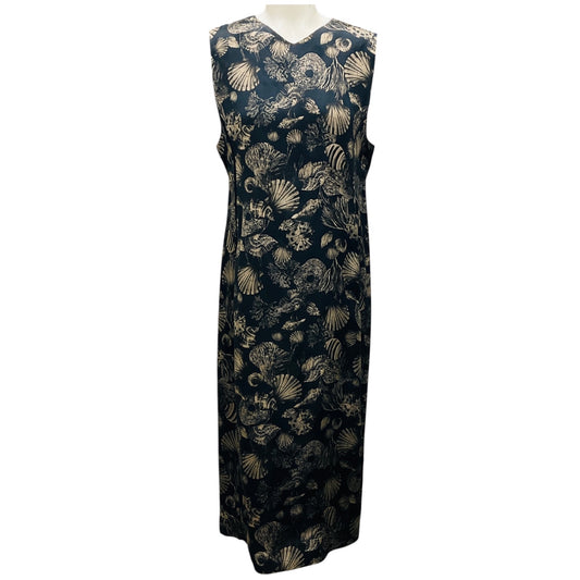 Co Black Multi Shell Print Sleeveless Midi Dress