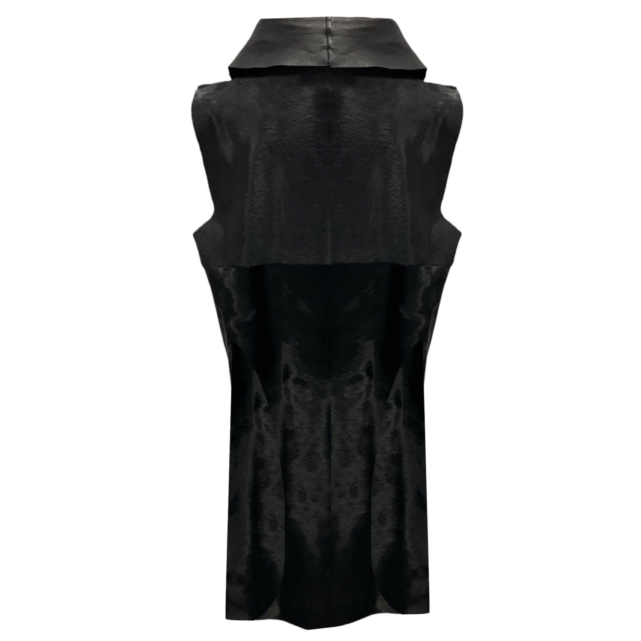 Lafayette 148 New York Black Reversible Calf Hair and Leather Toggle Vest