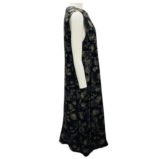 Co Black Multi Shell Print Sleeveless Midi Dress