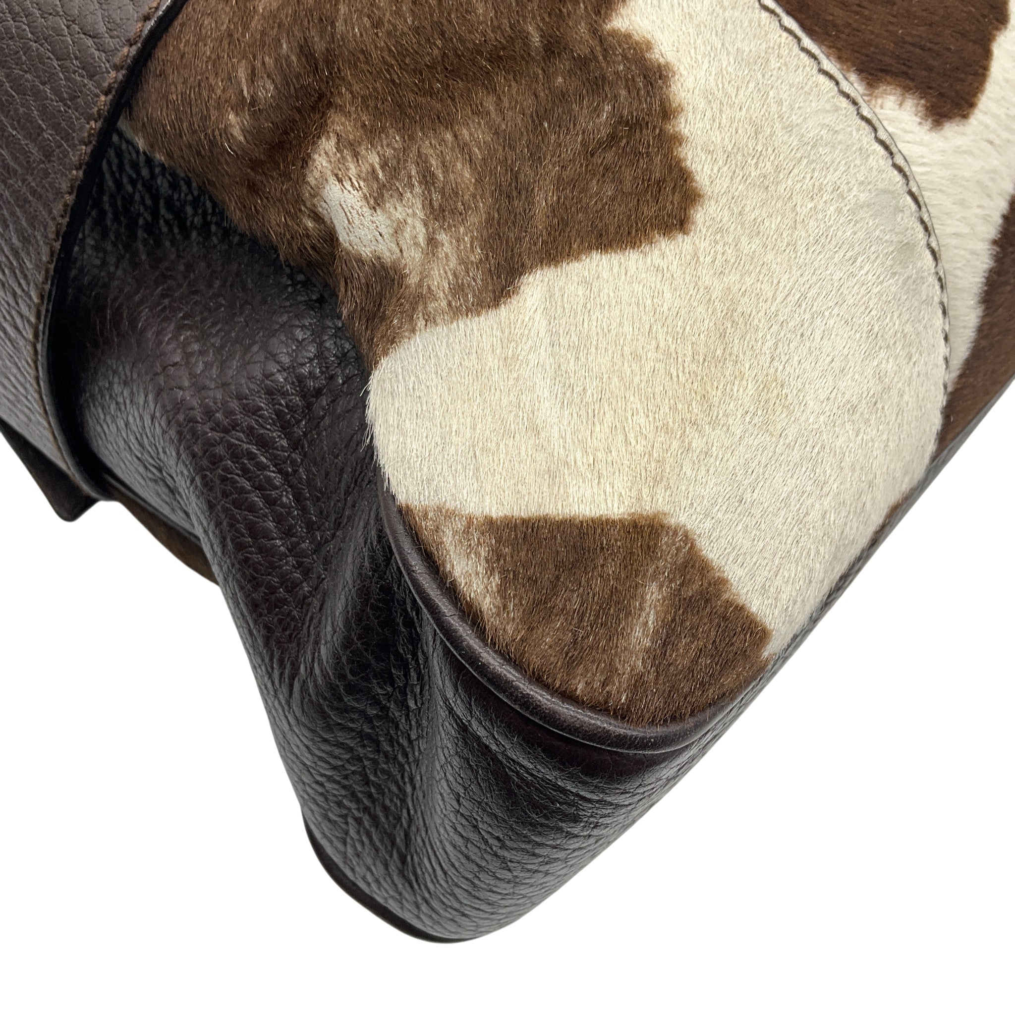 Dolce & Gabbana Y2K Brown / White Pony Hair Satchel