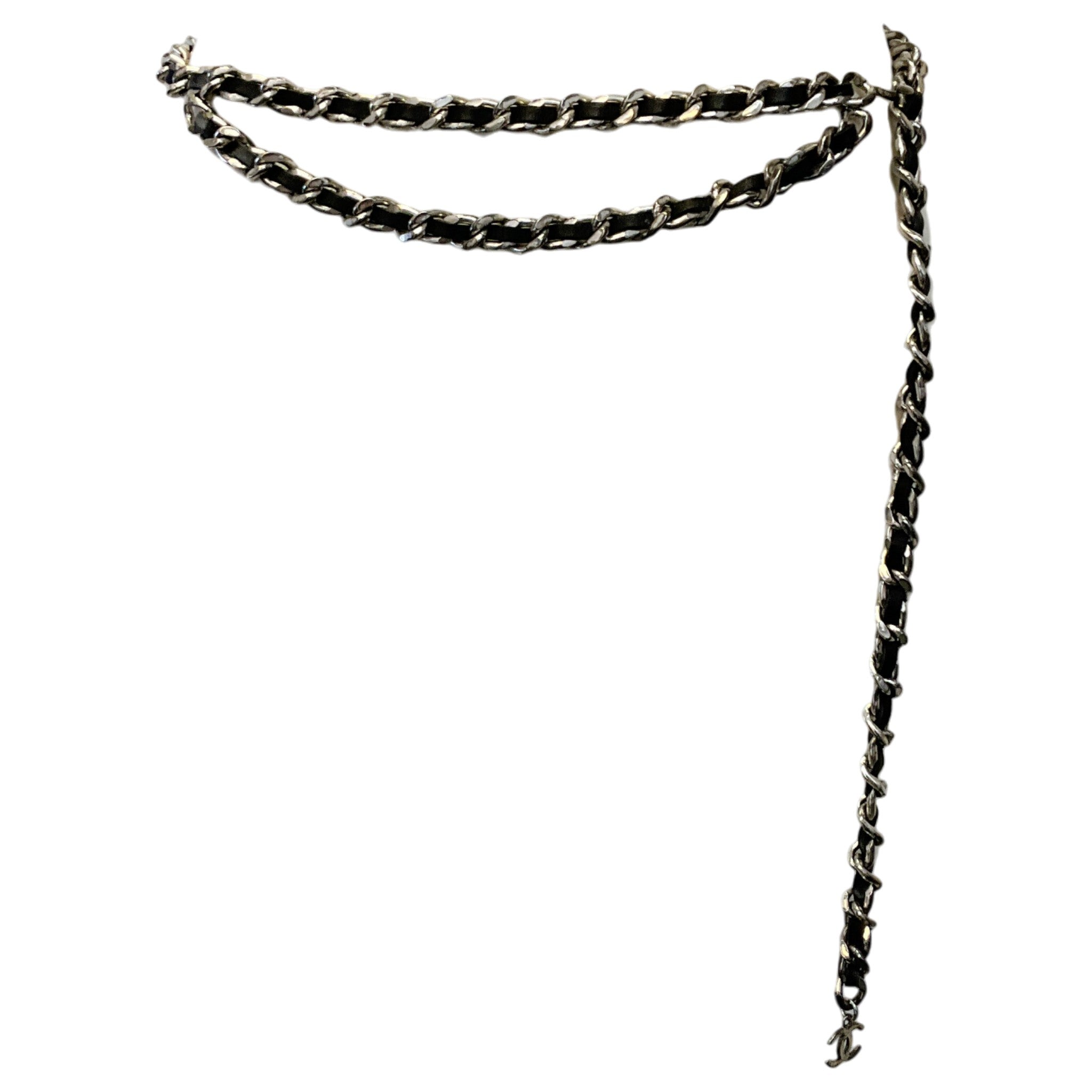 Chanel Vintage 1996 Black Leather Chain Belt