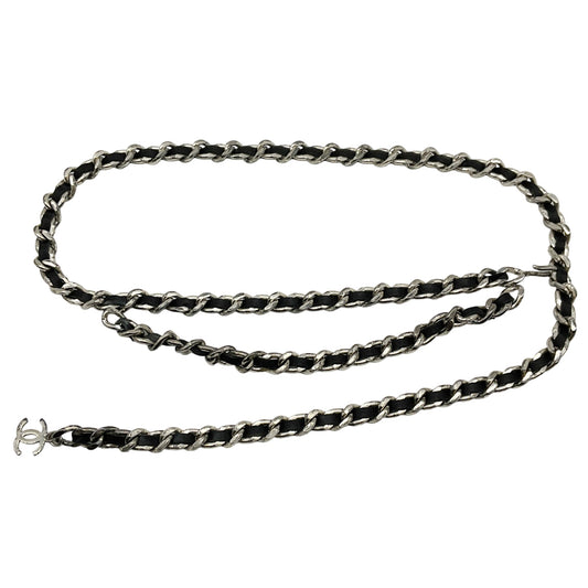 Chanel Vintage 1996 Black Leather Chain Belt
