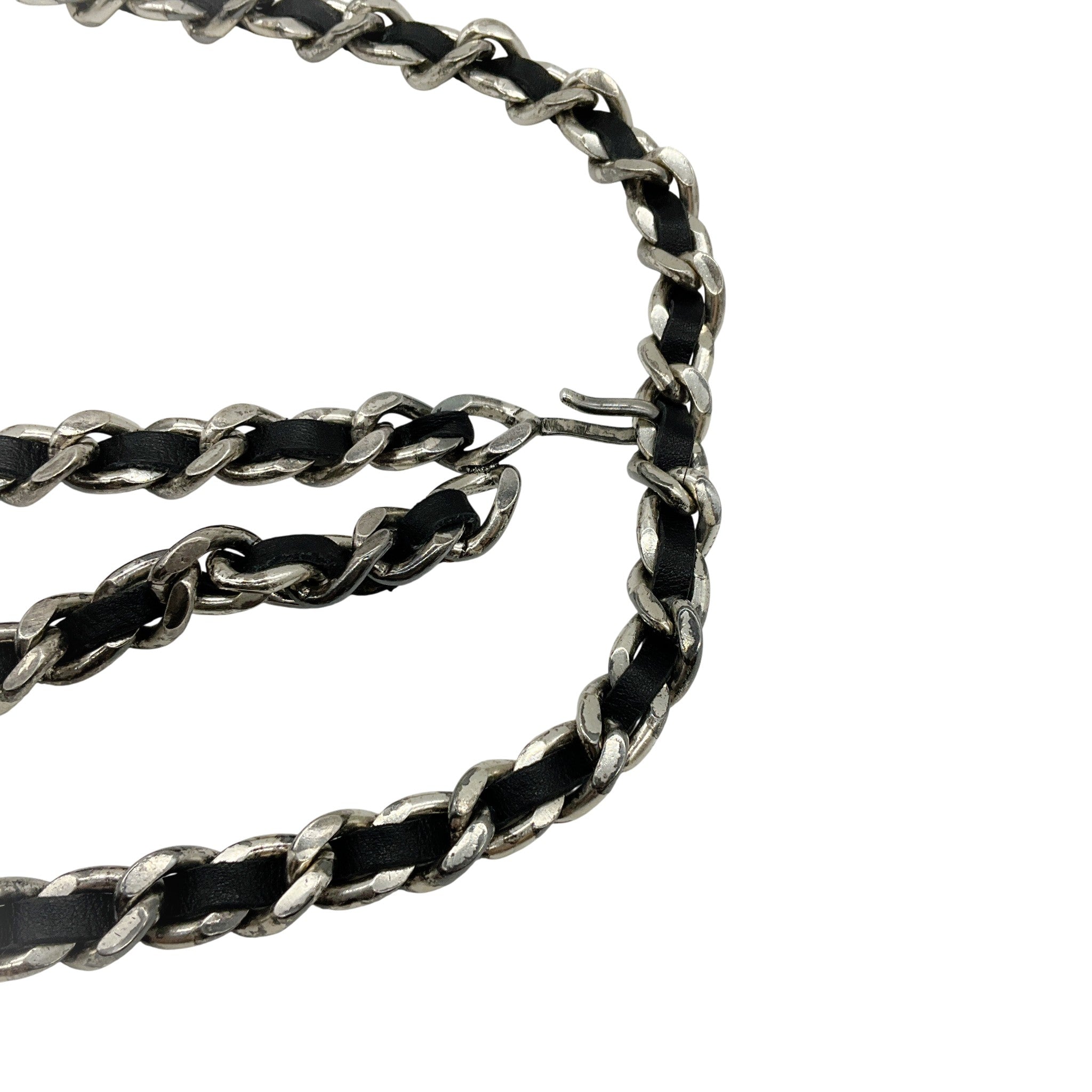 Chanel Vintage 1996 Black Leather Chain Belt