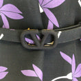 Load image into Gallery viewer, Valentino Black / Pink / Purple Multi 2021 Floral Printed Belted Wool Crepe Top
